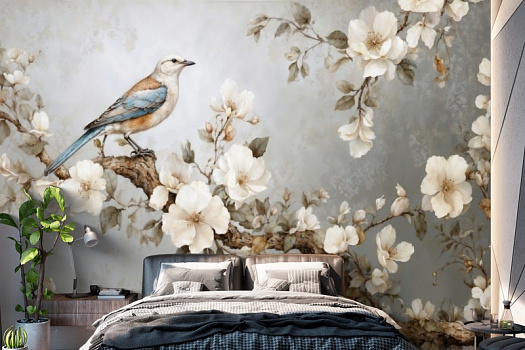 Фотообои в интерьере артикул AG-CB-002, Chinoiserie birds, Design Studio 3D