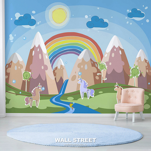 Фотообои в интерьере артикул Unicorn Valley 21, UNICORN VALLEY, Wall street