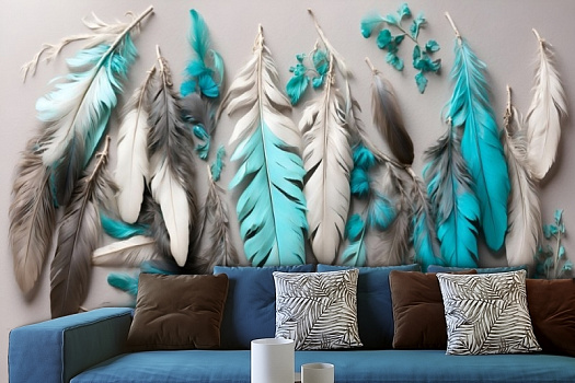 Фотообои в интерьере артикул AG-FT-010, Feathers, Design Studio 3D