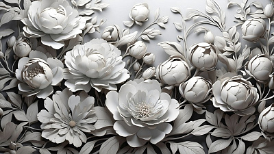 Панно AG-VF-003, Voluminous flowers, Design Studio 3D